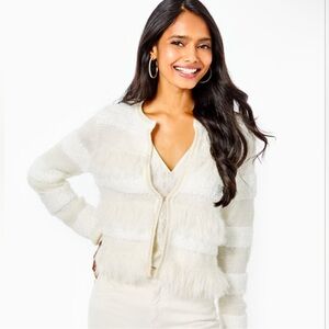 Lilly Pulitzer Pelham Cardigan in Coconut Ivory & Gold Wool Blend Size XXS